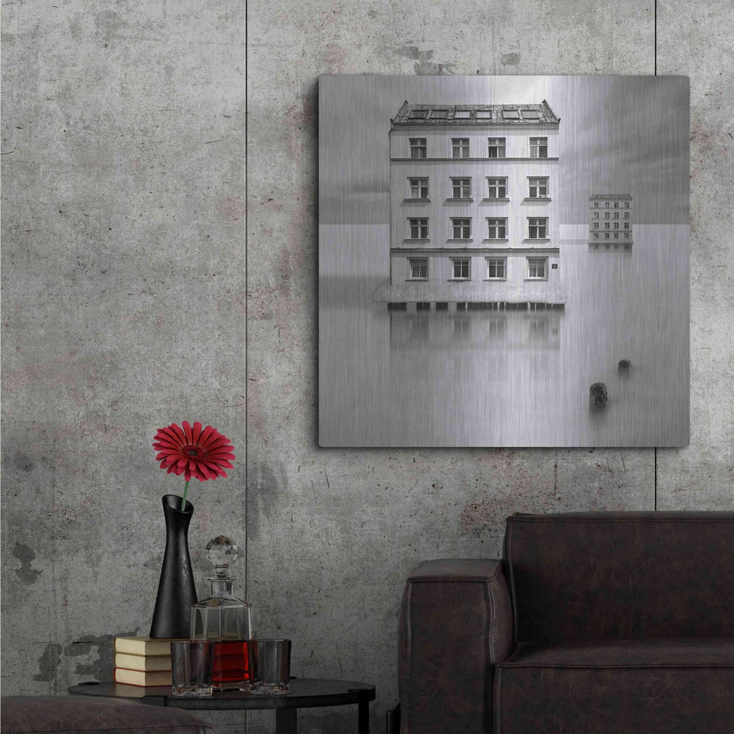 Luxe Metal Art 'Icehouses' by Dariusz Klimczak, Metal Wall Art,36x36