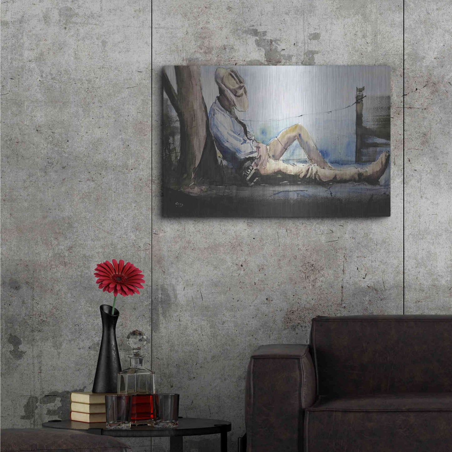 Luxe Metal Art 'Nap Time' by Oscar Alvarez Pardo, Metal Wall Art,36x24