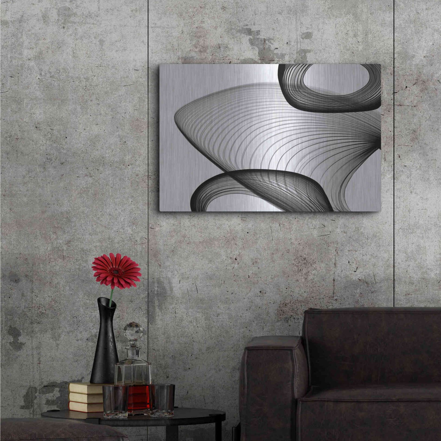 Luxe Metal Art 'Abstract Black and White 21-59' by Irena Orlov, Metal Wall Art,36x24