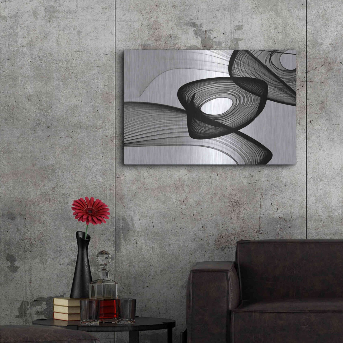 Luxe Metal Art 'Abstract Black and White 22-16' by Irena Orlov, Metal Wall Art,36x24