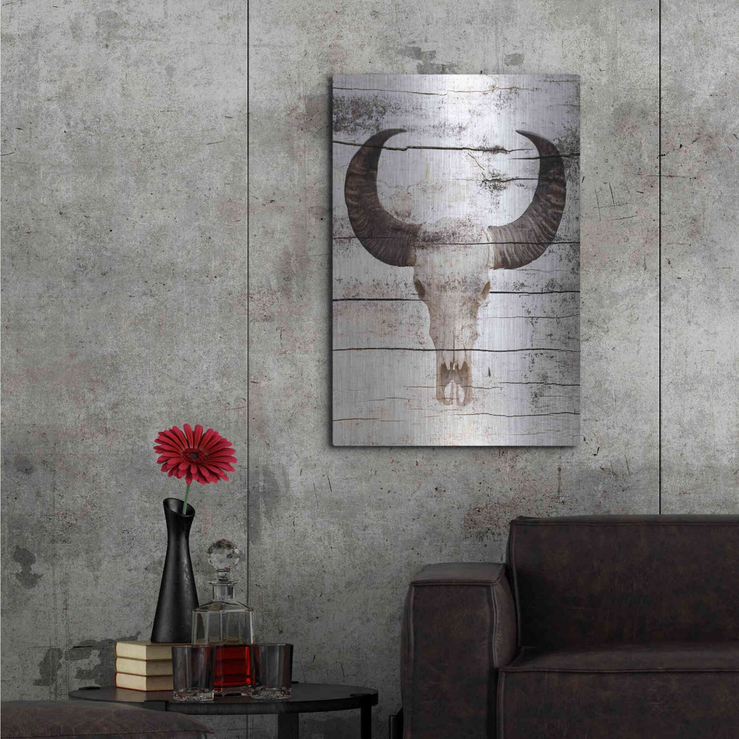 Luxe Metal Art 'Bullock Skull' by Irena Orlov, Metal Wall Art,24x36