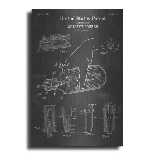 Luxe Metal Art 'Whiskey Pourer Blueprint Patent Chalkboard' Metal Wall Art