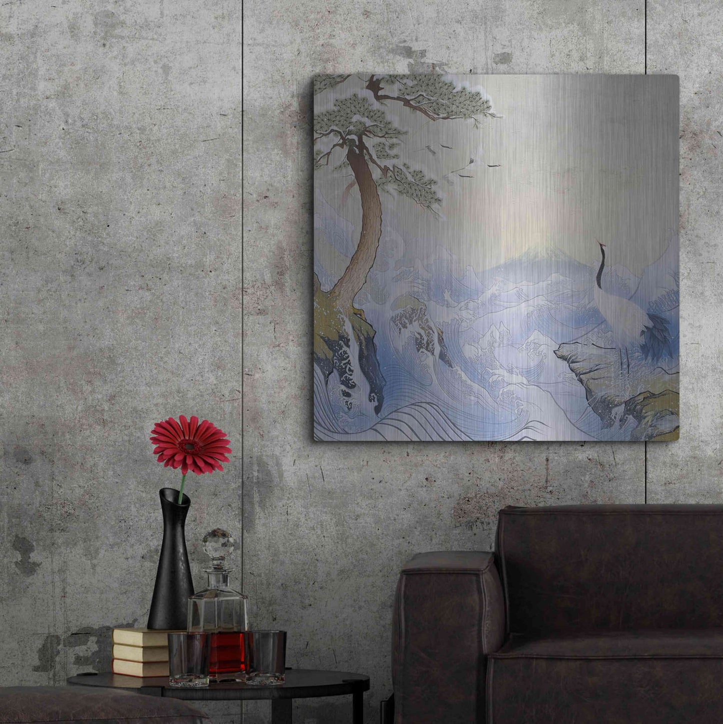 Luxe Metal Art 'Winter Waves' by Zigen Tanabe, Metal Wall Art,36x36