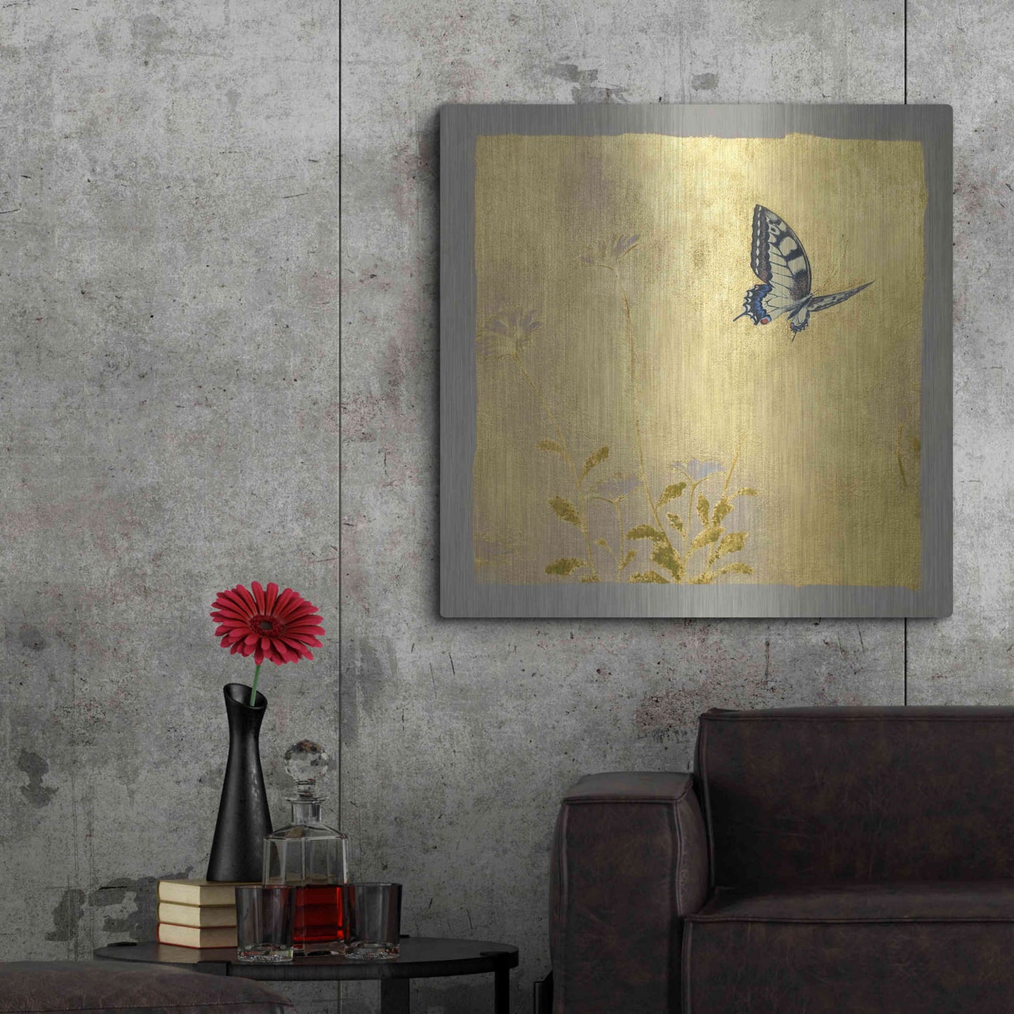 Luxe Metal Art 'Butterfly L' by Zigen Tanabe, Metal Wall Art,36x36