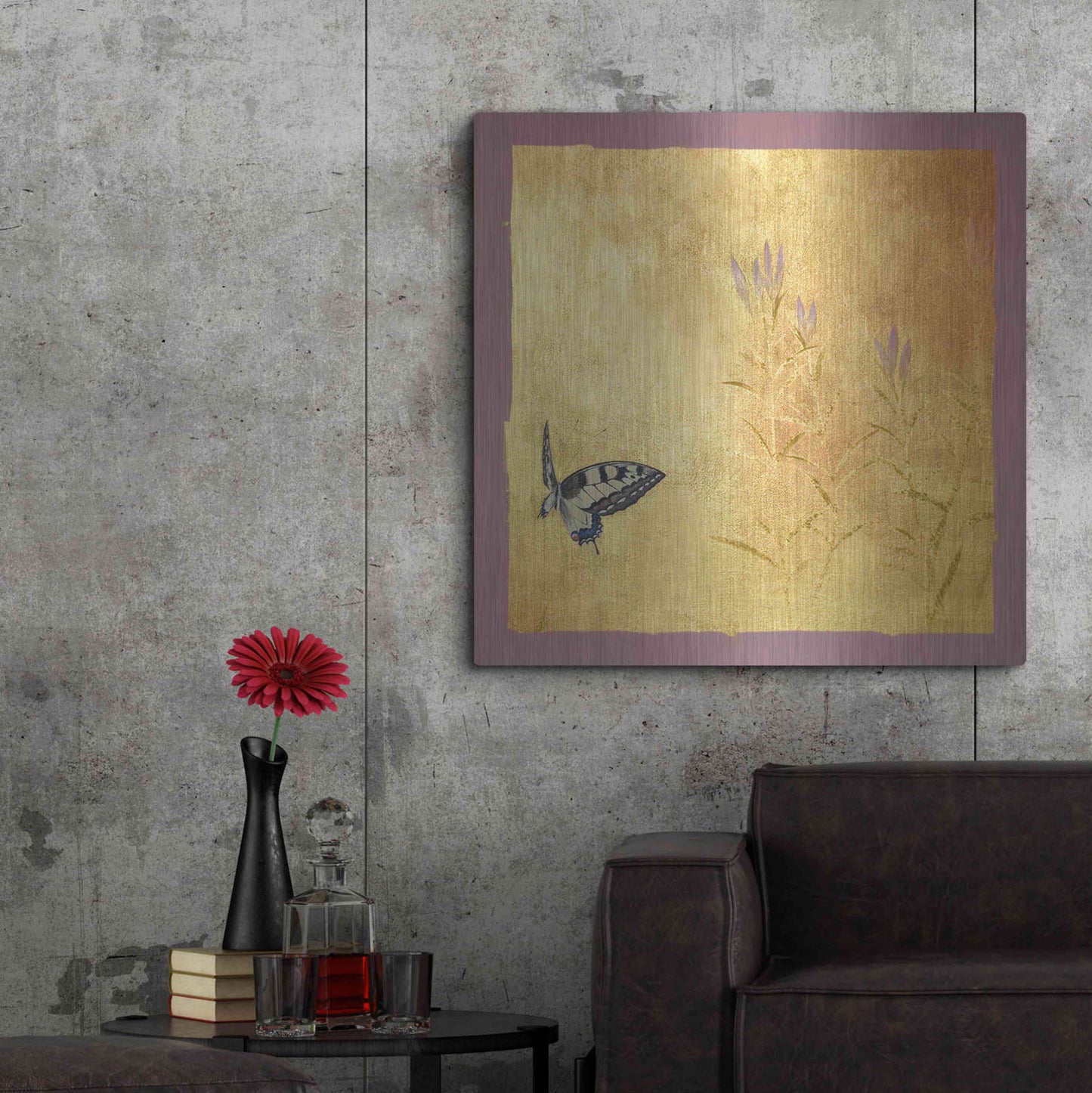 Luxe Metal Art 'Butterfly R' by Zigen Tanabe, Metal Wall Art,36x36