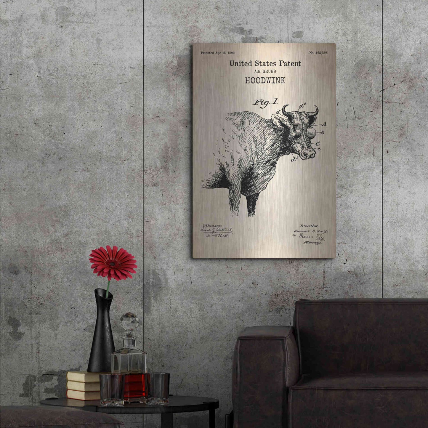 Luxe Metal Art 'Hoodwink Blueprint Patent Parchment' Metal Wall Art,24x36