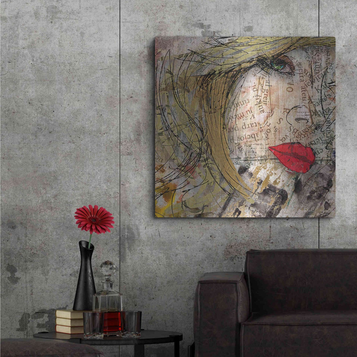 Luxe Metal Art 'Ladylips' by Karen Smith, Metal Wall Art,36x36