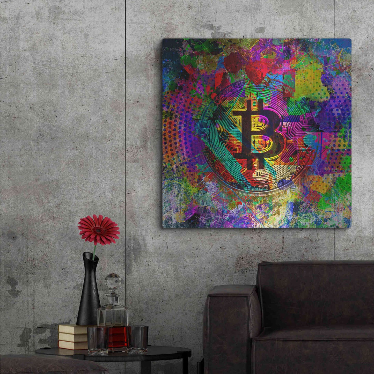 Luxe Metal Art 'Bitcoin Color' Metal Wall Art,36x36