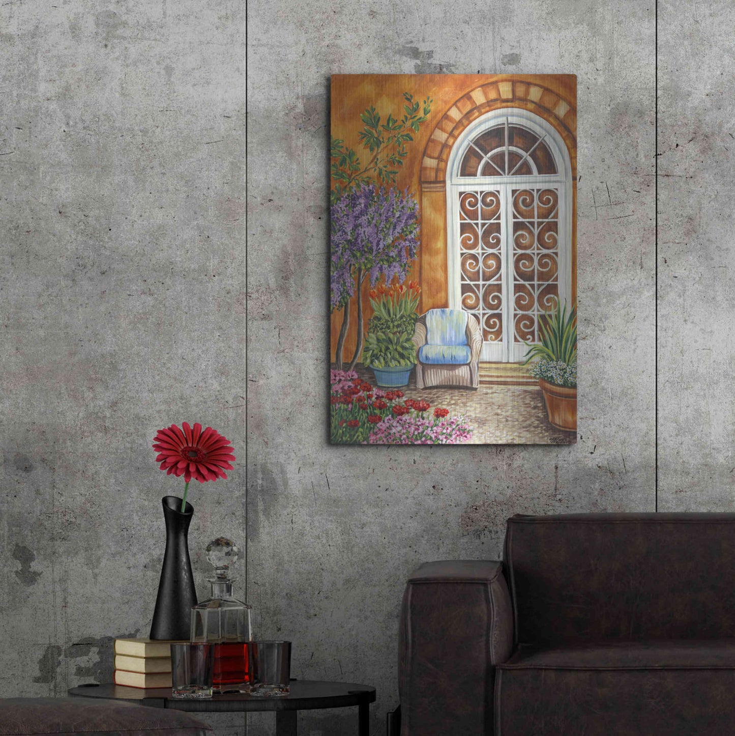 Luxe Metal Art 'Tuscan Veranda I' by Carolee Vitaletti, Metal Wall Art,24x36