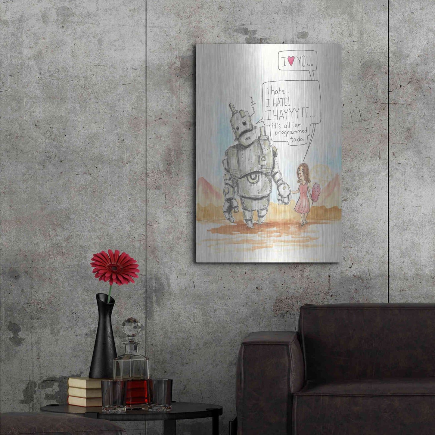 Luxe Metal Art 'I Hate' by Craig Snodgrass, Metal Wall Art,24x36