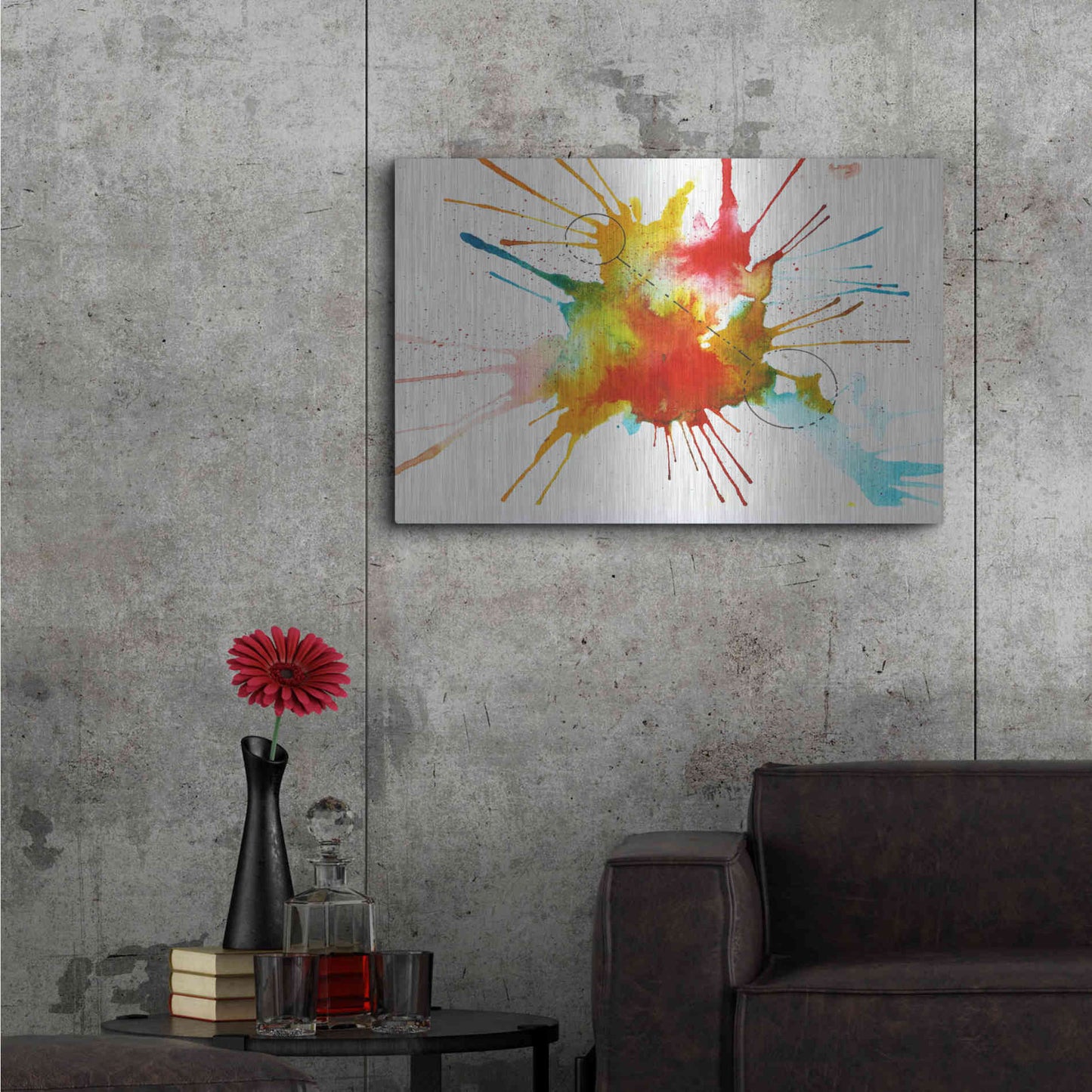 Luxe Metal Art 'Watercolor Splat' by Craig Snodgrass, Metal Wall Art,36x24