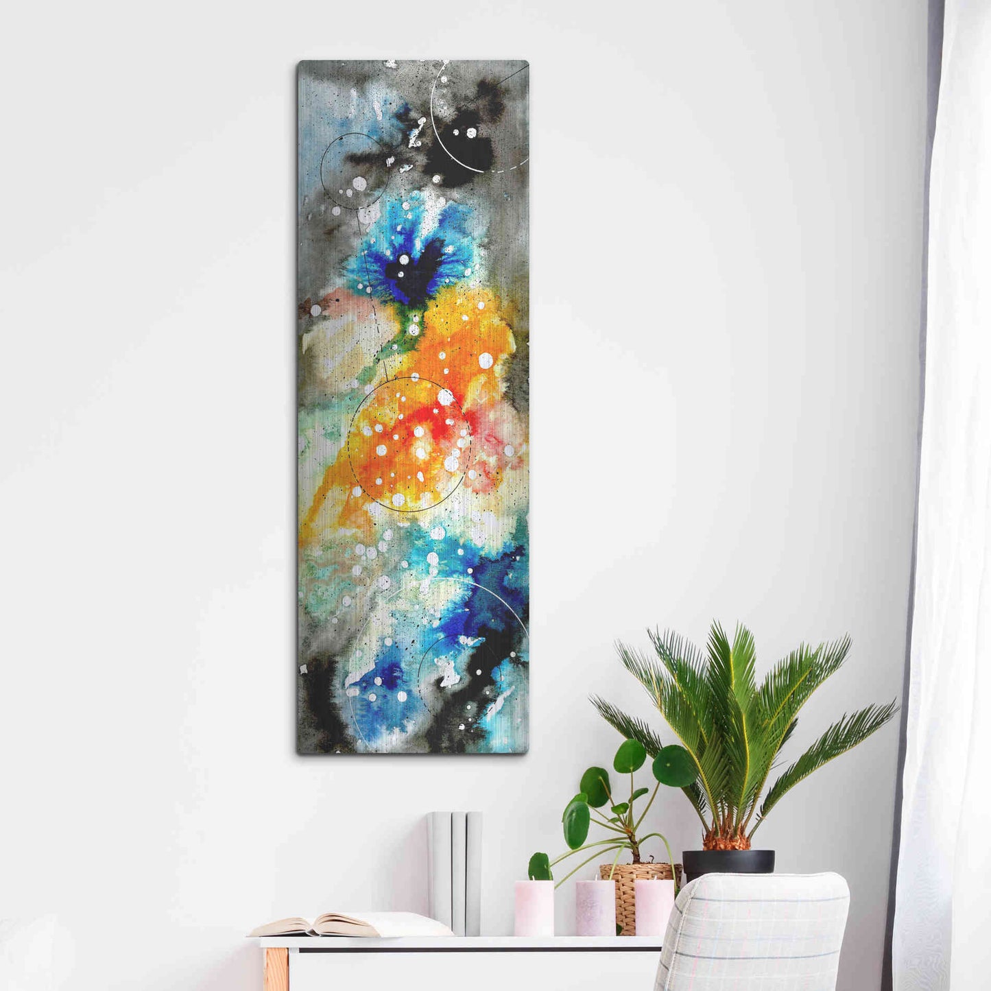 Luxe Metal Art 'Watercolor Nebula 1.0' by Craig Snodgrass, Metal Wall Art,16x48