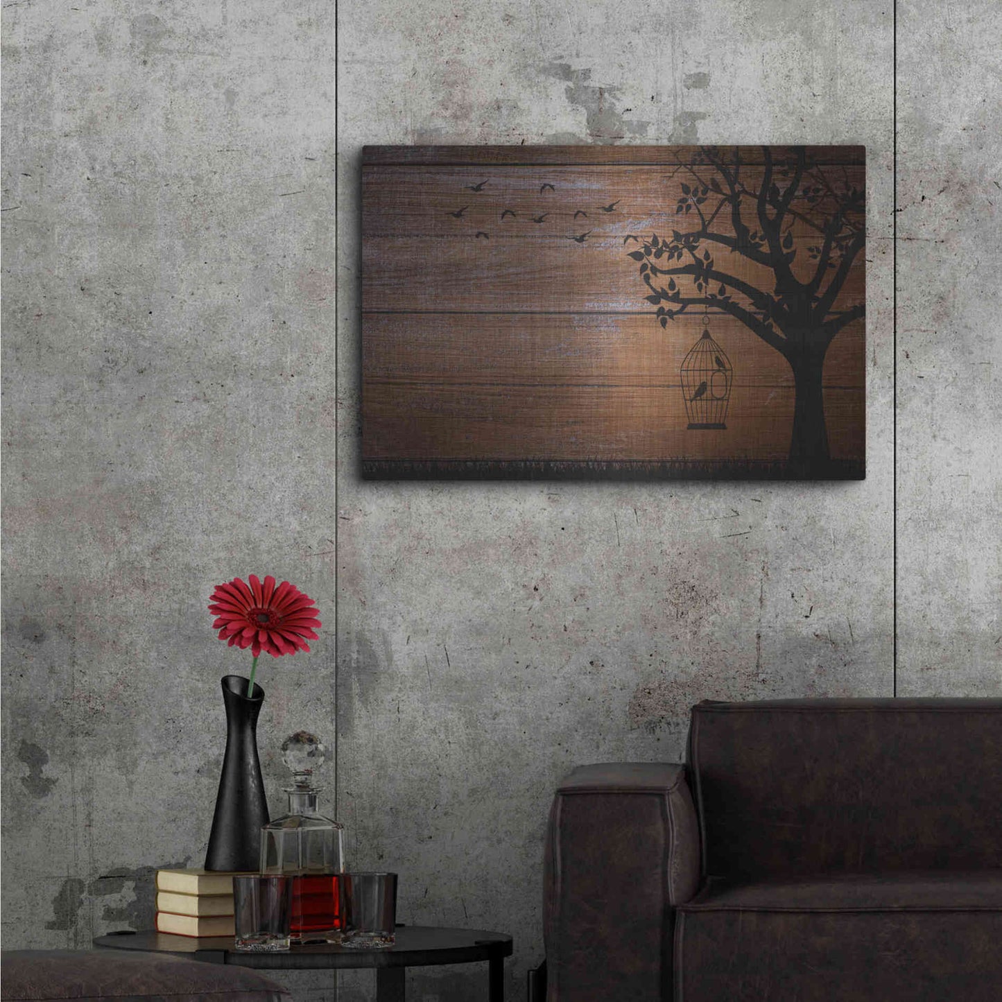 Luxe Metal Art 'Wood Series: Birds and Tree Silhouettes', Metal Wall Art,36x24