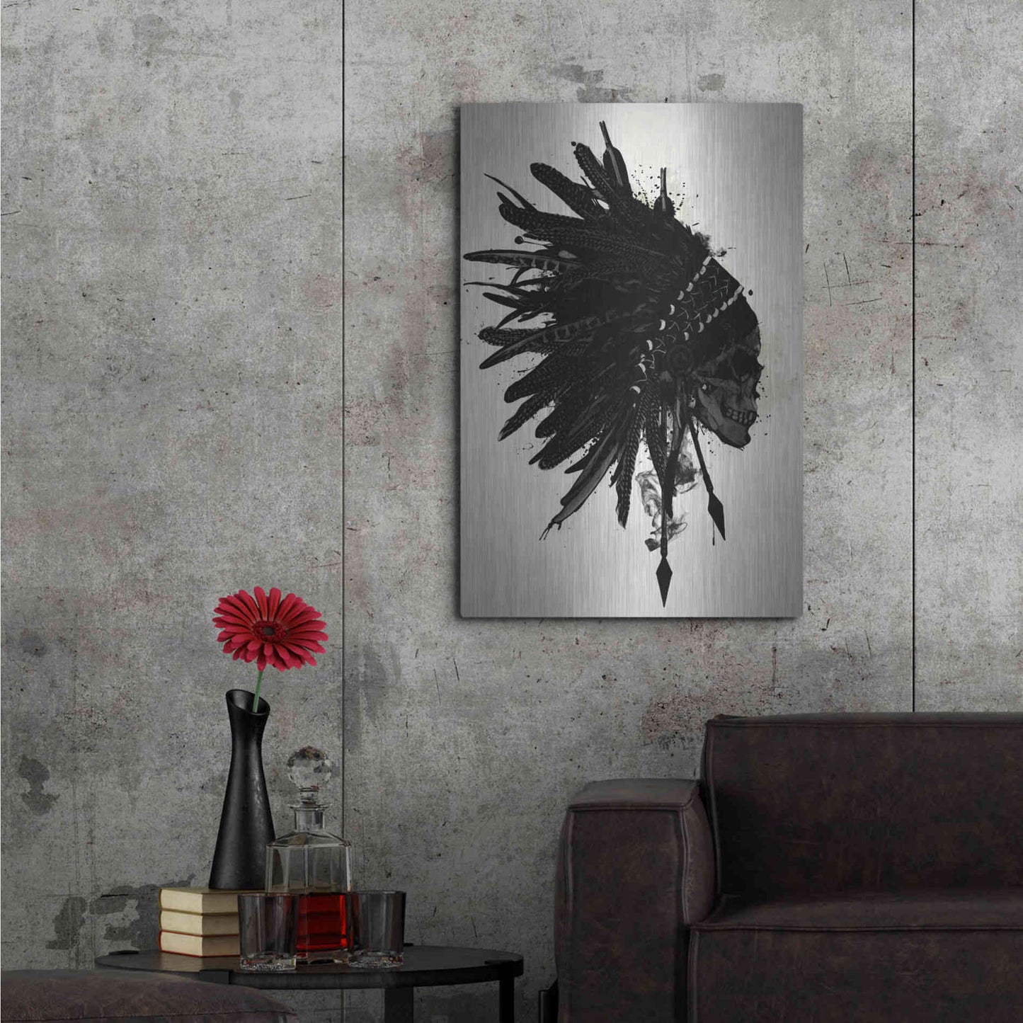 Luxe Metal Art 'Warbonnet Skull' by Nicklas Gustafsson, Metal Wall Art,24x36
