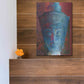 Luxe Metal Art 'Blue Buddha Head' by Elena Ray, Metal Wall Art,12x16