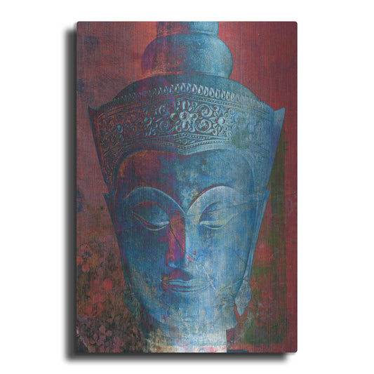 Luxe Metal Art 'Blue Buddha Head' by Elena Ray, Metal Wall Art