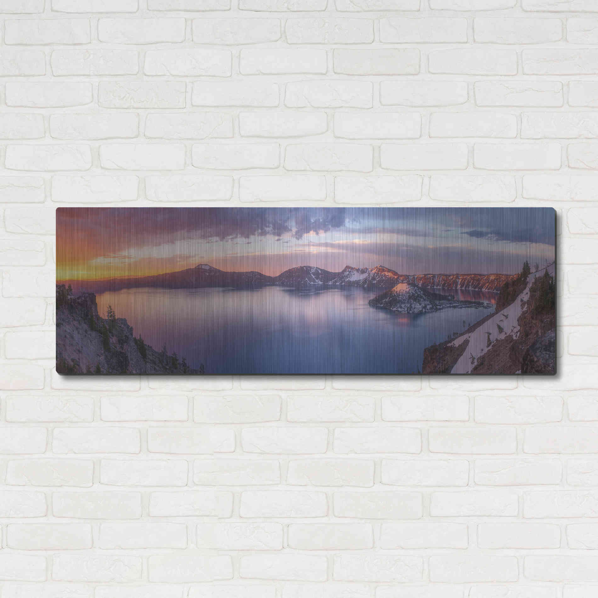 Luxe Metal Art 'Volcanic Sunset' by Darren White, Metal Wall Art,48x16