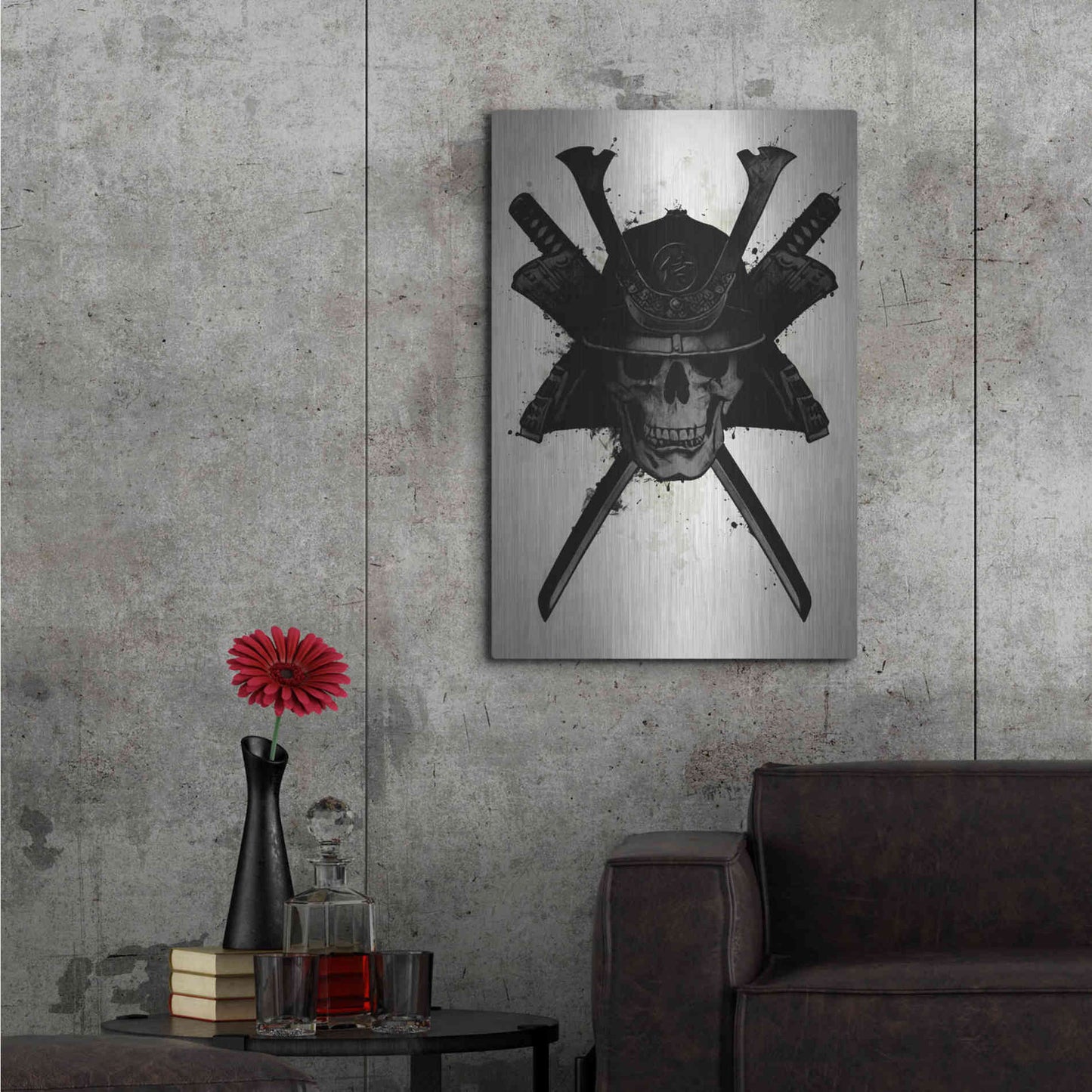 Luxe Metal Art 'Samurai Skull' by Nicklas Gustafsson, Metal Wall Art,24x36