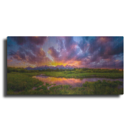 Luxe Metal Art 'Grand Sunset in the Tetons' by Darren White, Metal Wall Art,2:1 L