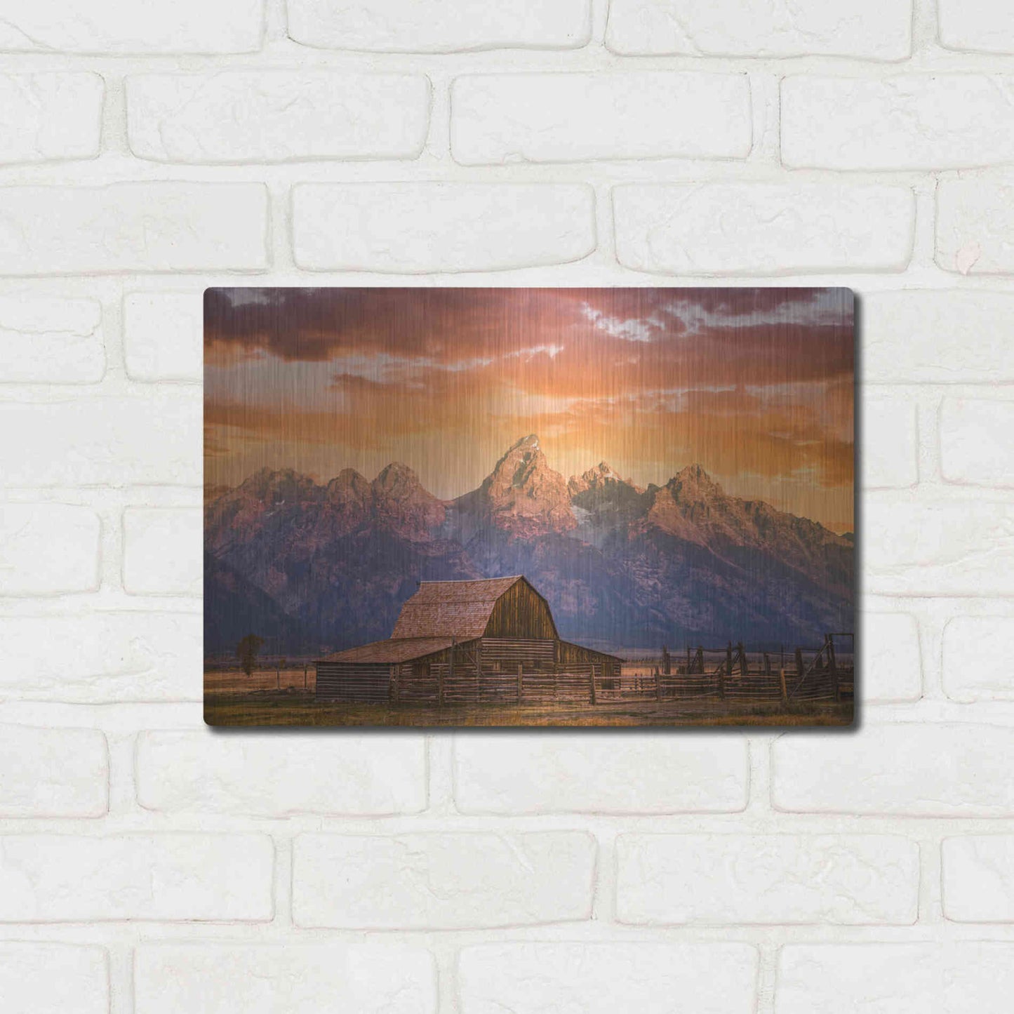 Luxe Metal Art 'Sunrise on the Ranch' by Darren White, Metal Wall Art,16x12