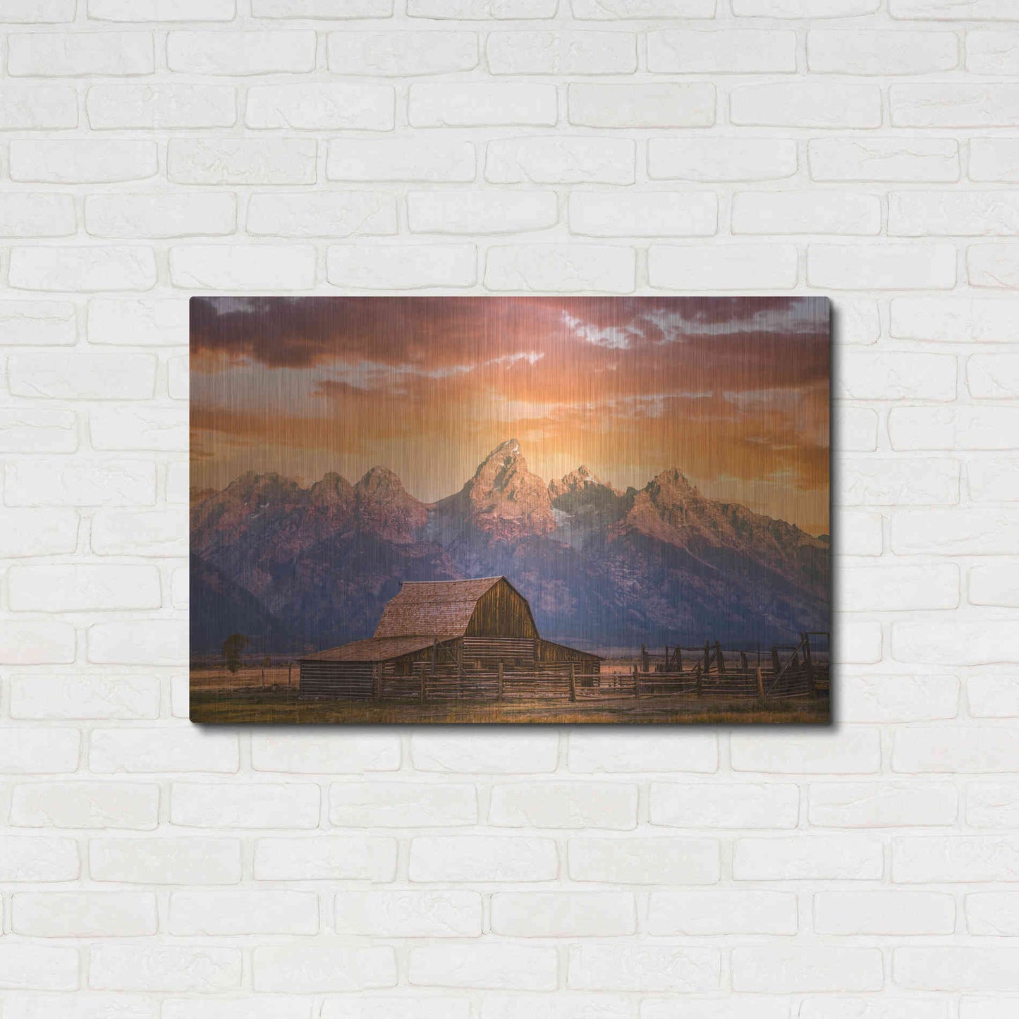 Luxe Metal Art 'Sunrise on the Ranch' by Darren White, Metal Wall Art,36x24