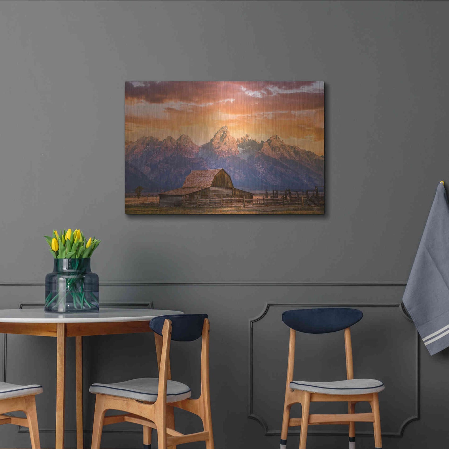 Luxe Metal Art 'Sunrise on the Ranch' by Darren White, Metal Wall Art,36x24