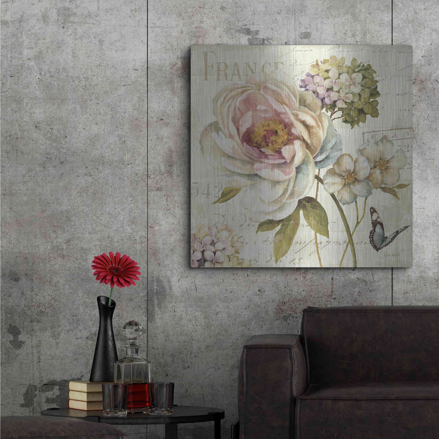 Luxe Metal Art 'Marche de Fleurs III' by Lisa Audit, Metal Wall Art,,36x36