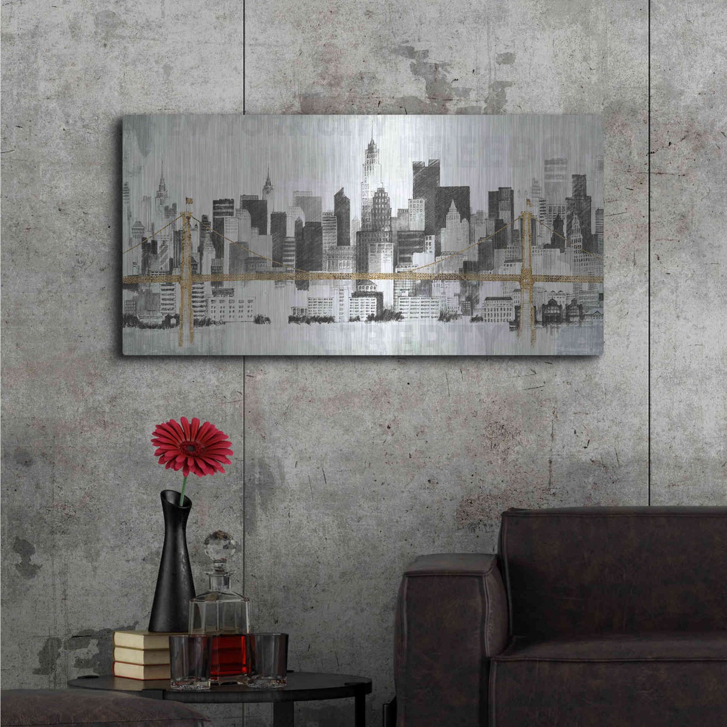 Luxe Metal Art 'New York Skyline II' by Avery Tillmon, Metal Wall Art,48x24