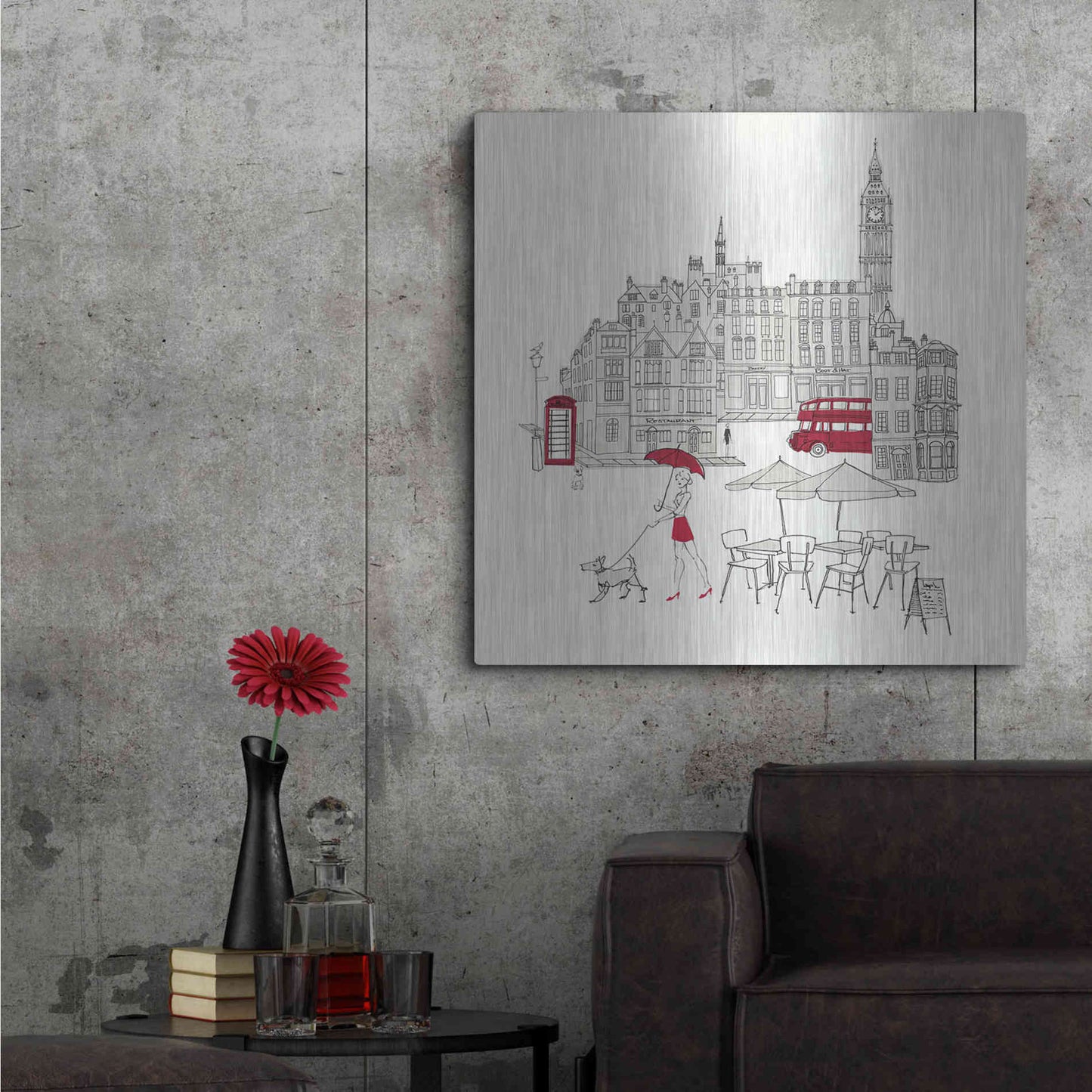Luxe Metal Art 'World Cafes' by Avery Tillmon, Metal Wall Art,36x36