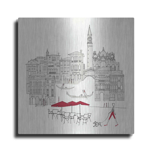 Luxe Metal Art 'World Cafe IV Venice Red' by Avery Tillmon, Metal Wall Art