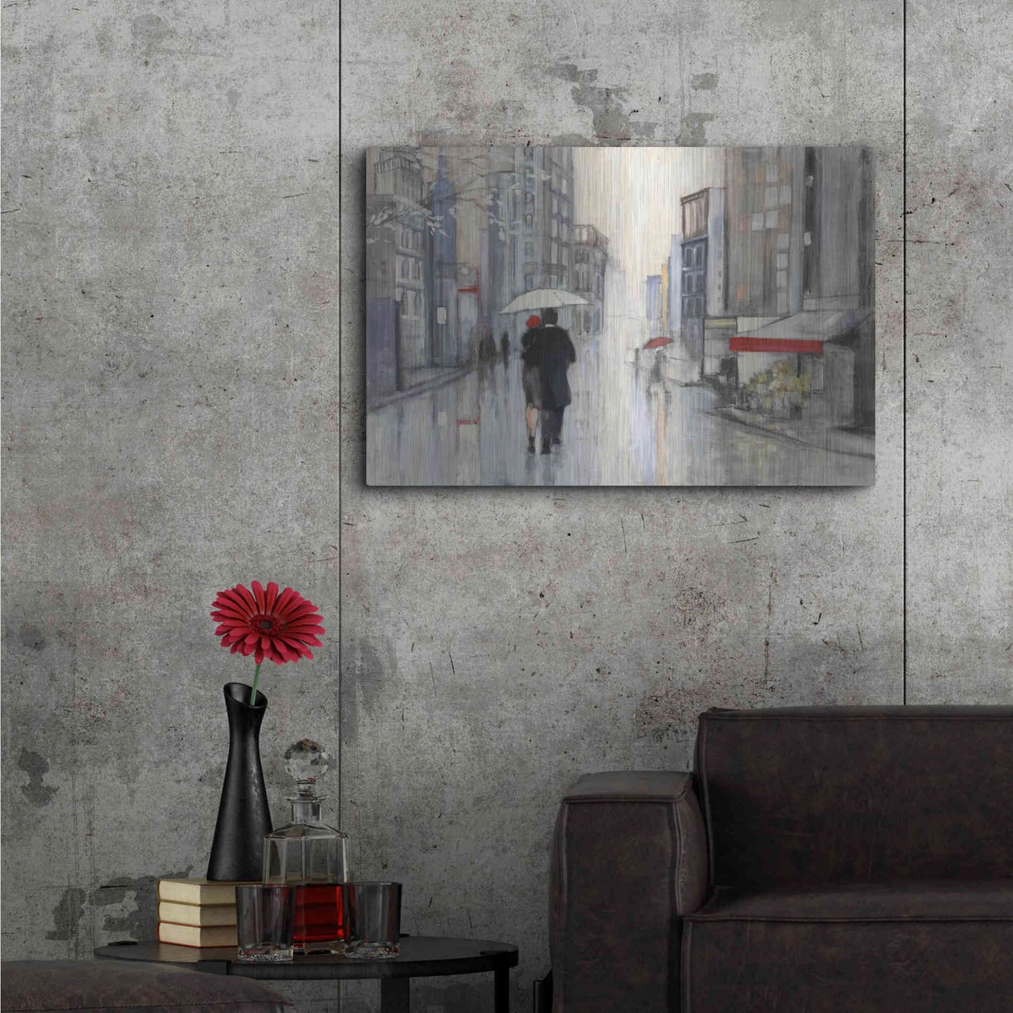 Luxe Metal Art 'Spring Rain New York' by Julia Purinton, Metal Wall Art,36x24