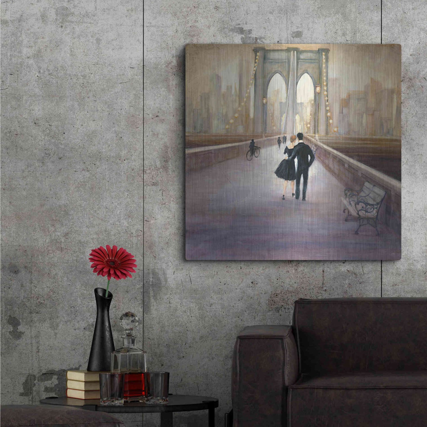 Luxe Metal Art 'Bridge to New York' by Julia Purinton, Metal Wall Art,36x36
