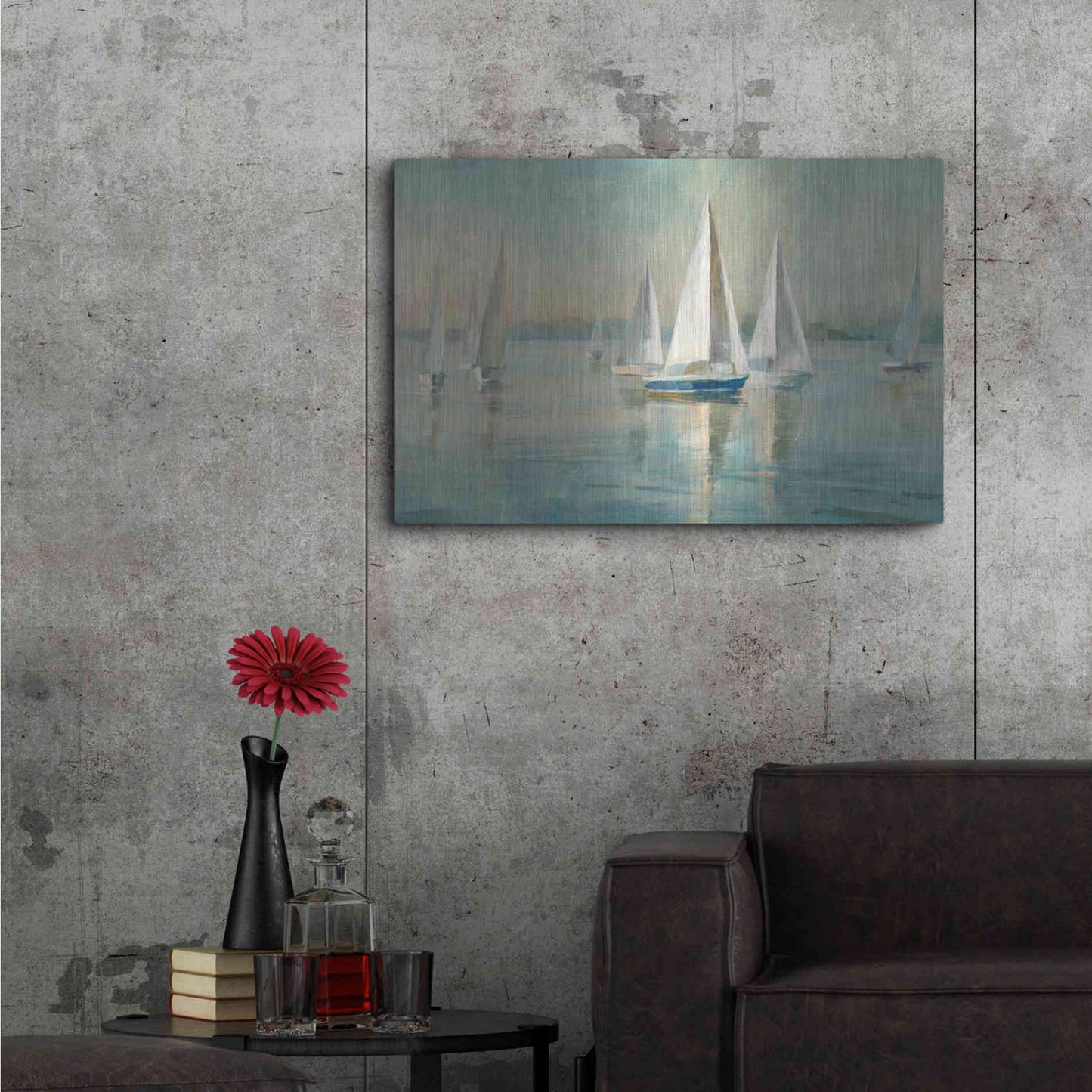 Luxe Metal Art 'Sailboats At Sunrise' by Danhui Nai, Metal Wall Art,36x24