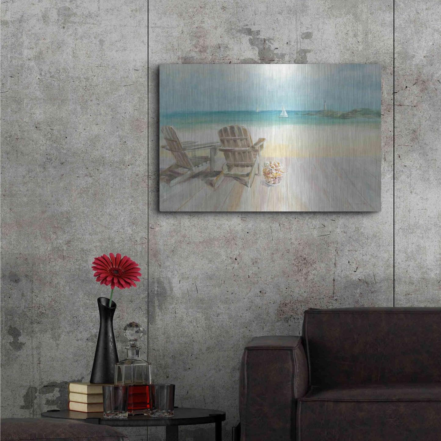 Luxe Metal Art "Seaside Morning 1" by Danhui Nai, Giclee, Metal Wall Art,36x24