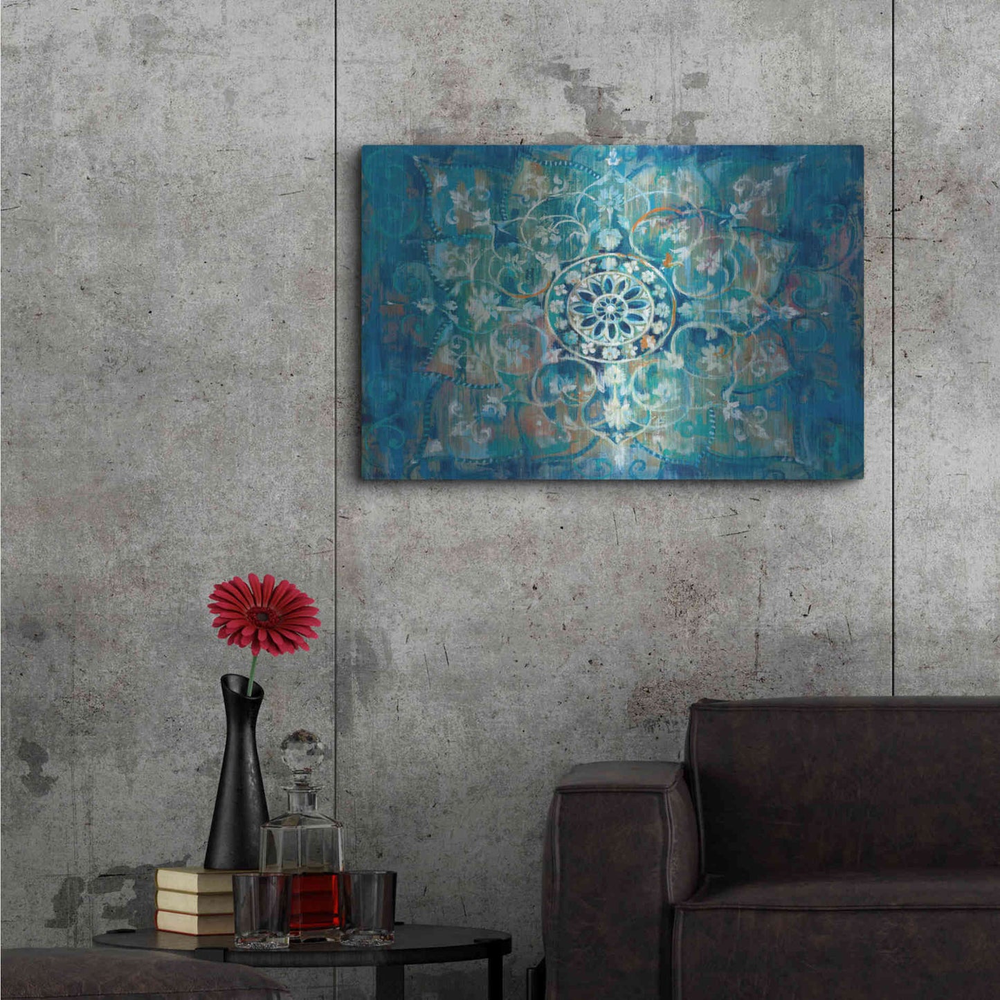 Luxe Metal Art 'Mandala in Blue I' by Danhui Nai, Metal Wall Art,36x24