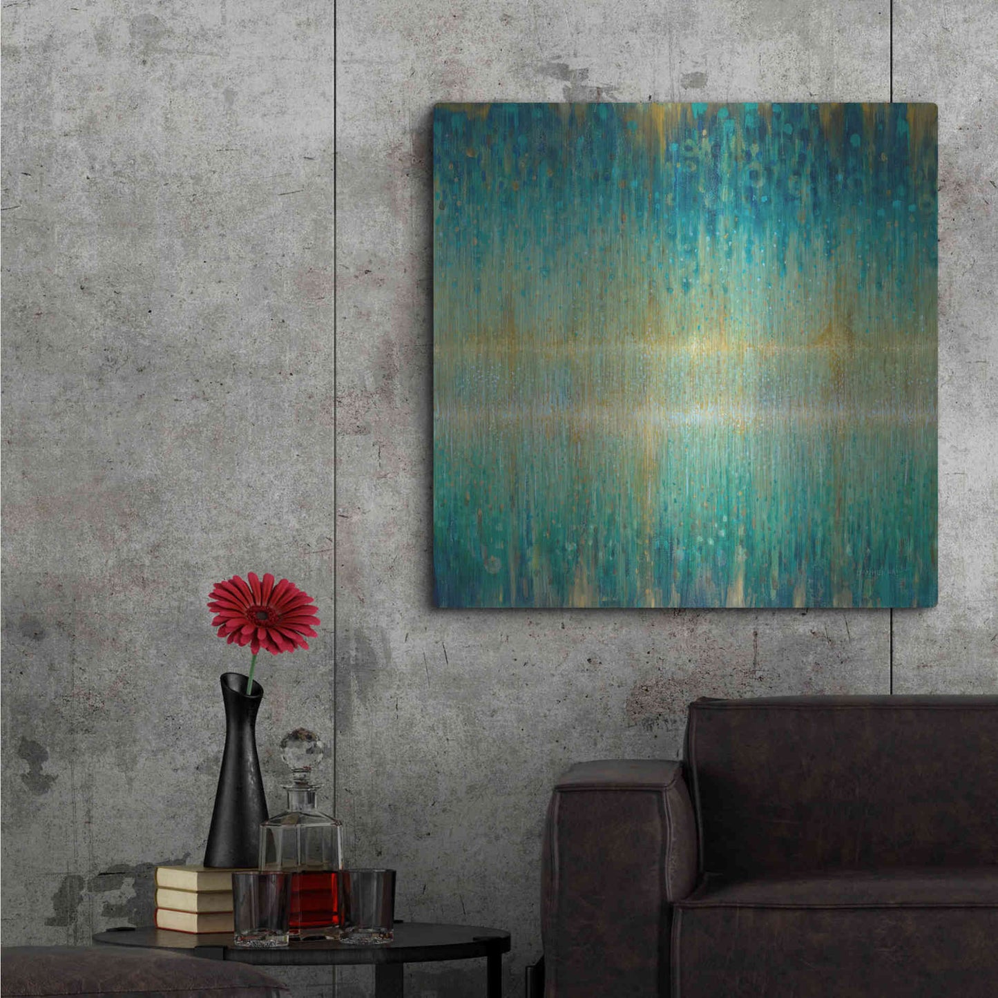 Luxe Metal Art 'Rain Abstract I' by Danhui Nai, Metal Wall Art,36x36