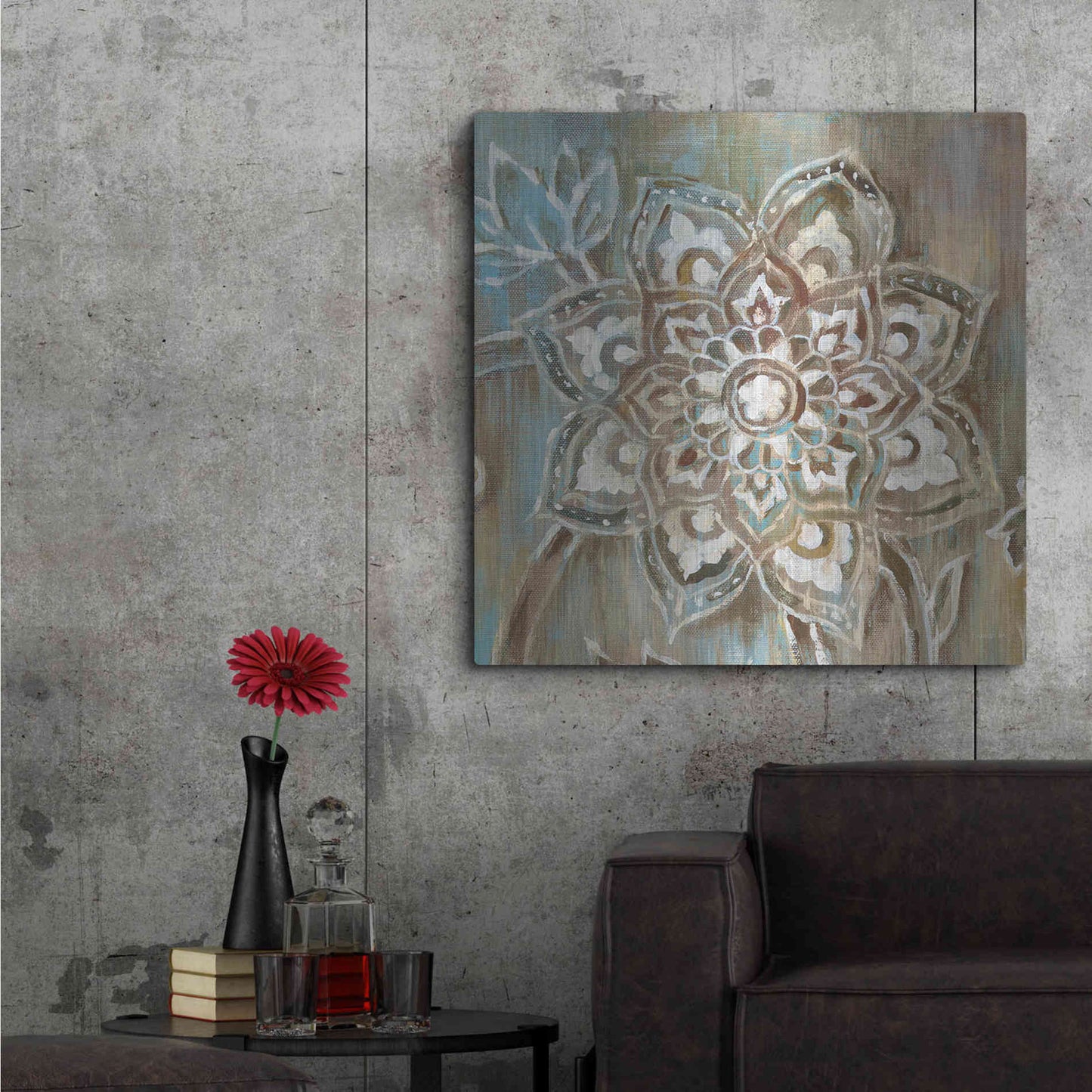 Luxe Metal Art 'Henna II Blue' by Danhui Nai, Metal Wall Art,36x36