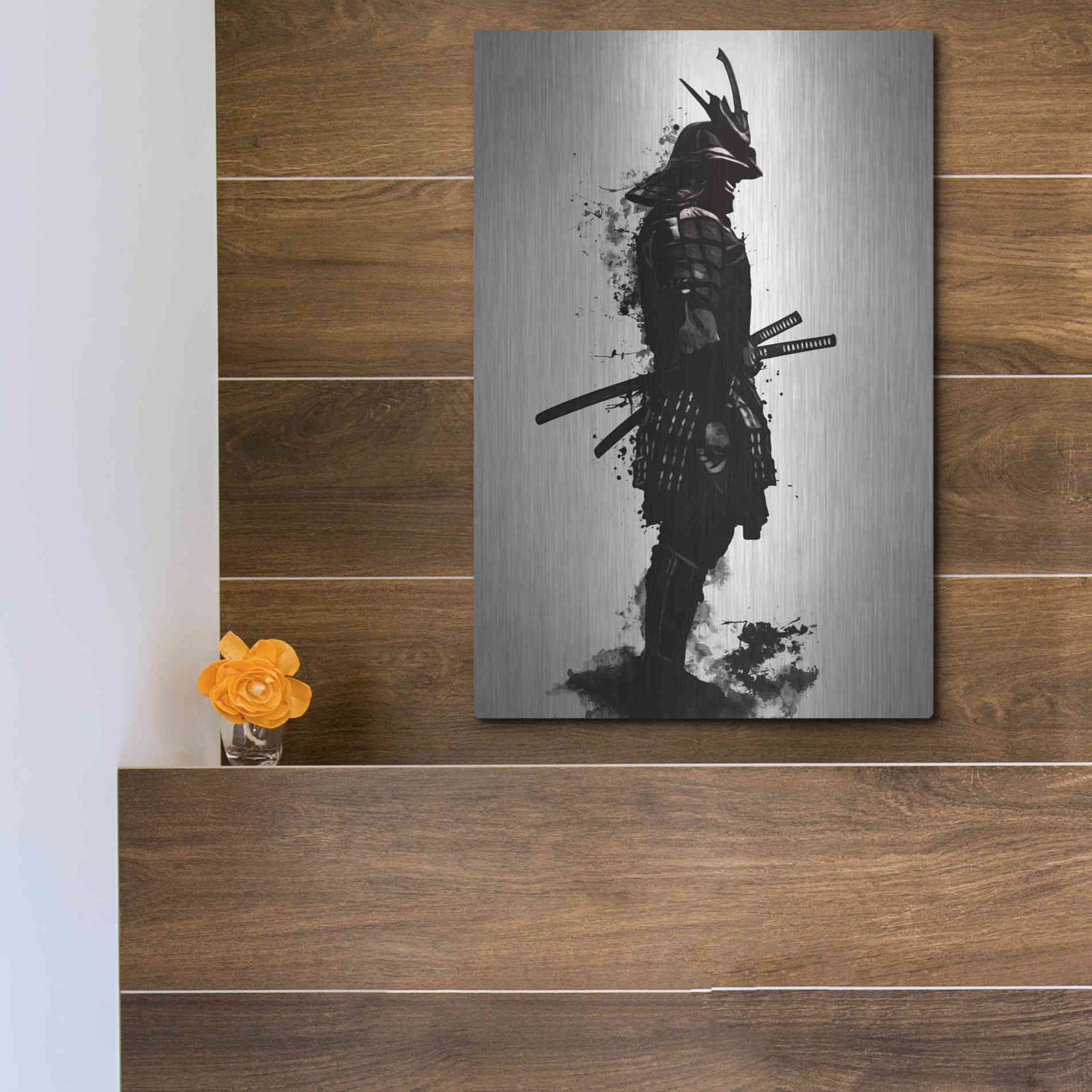 Luxe Metal Art 'Armored Samurai' by Nicklas Gustafsson, Metal Wall Art,12x16