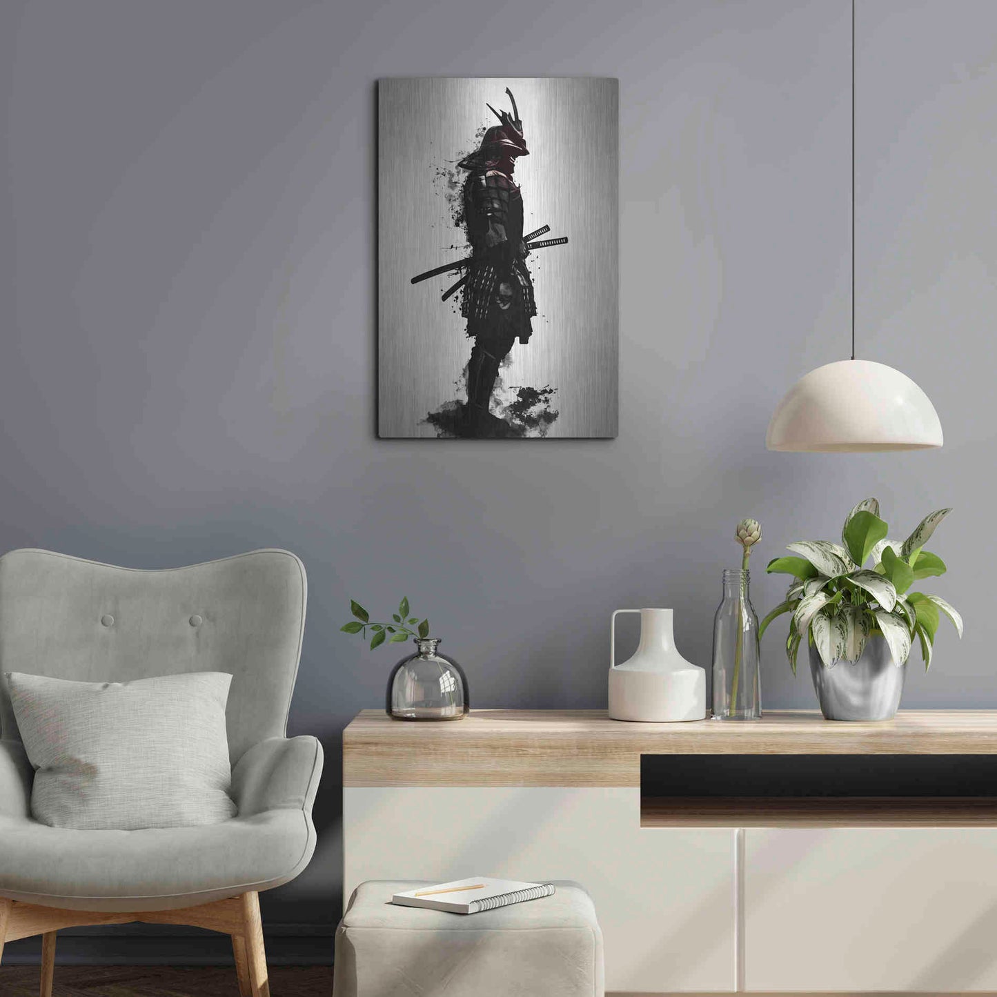 Luxe Metal Art 'Armored Samurai' by Nicklas Gustafsson, Metal Wall Art,16x24