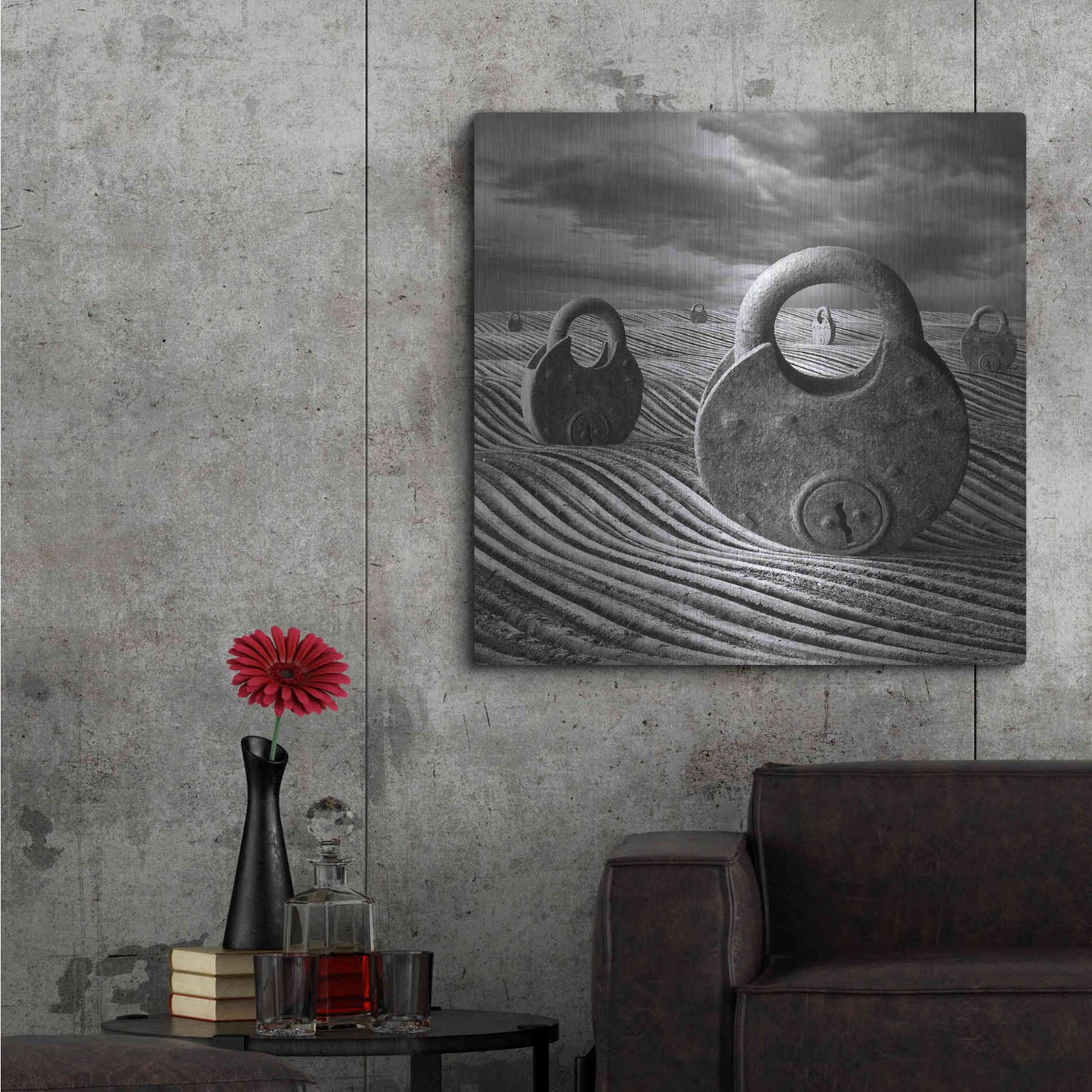 Luxe Metal Art 'Locked Landscape' by Dariusz Klimczak, Metal Wall Art,36x36