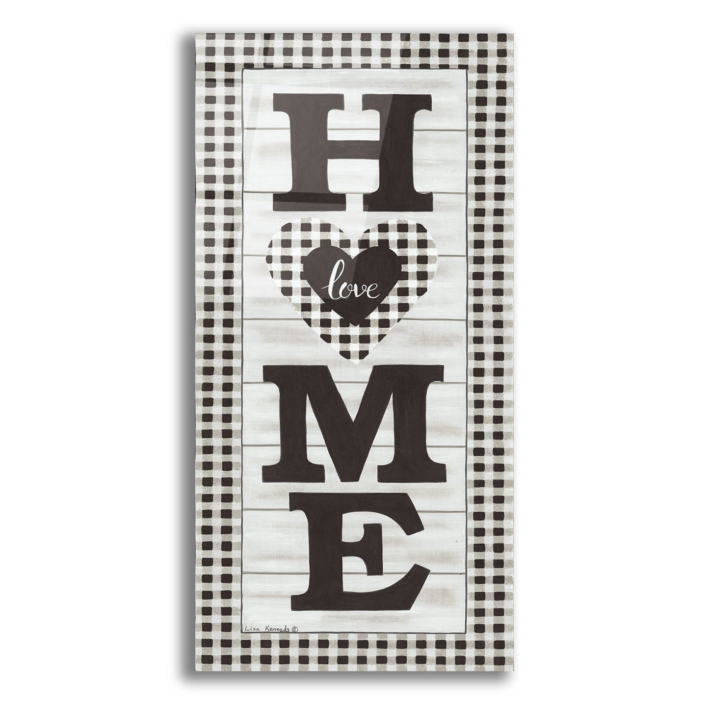 Epic Art 'Black & White Plaid Home' by Lisa Kennedy, Acrylic Glass Wall Art