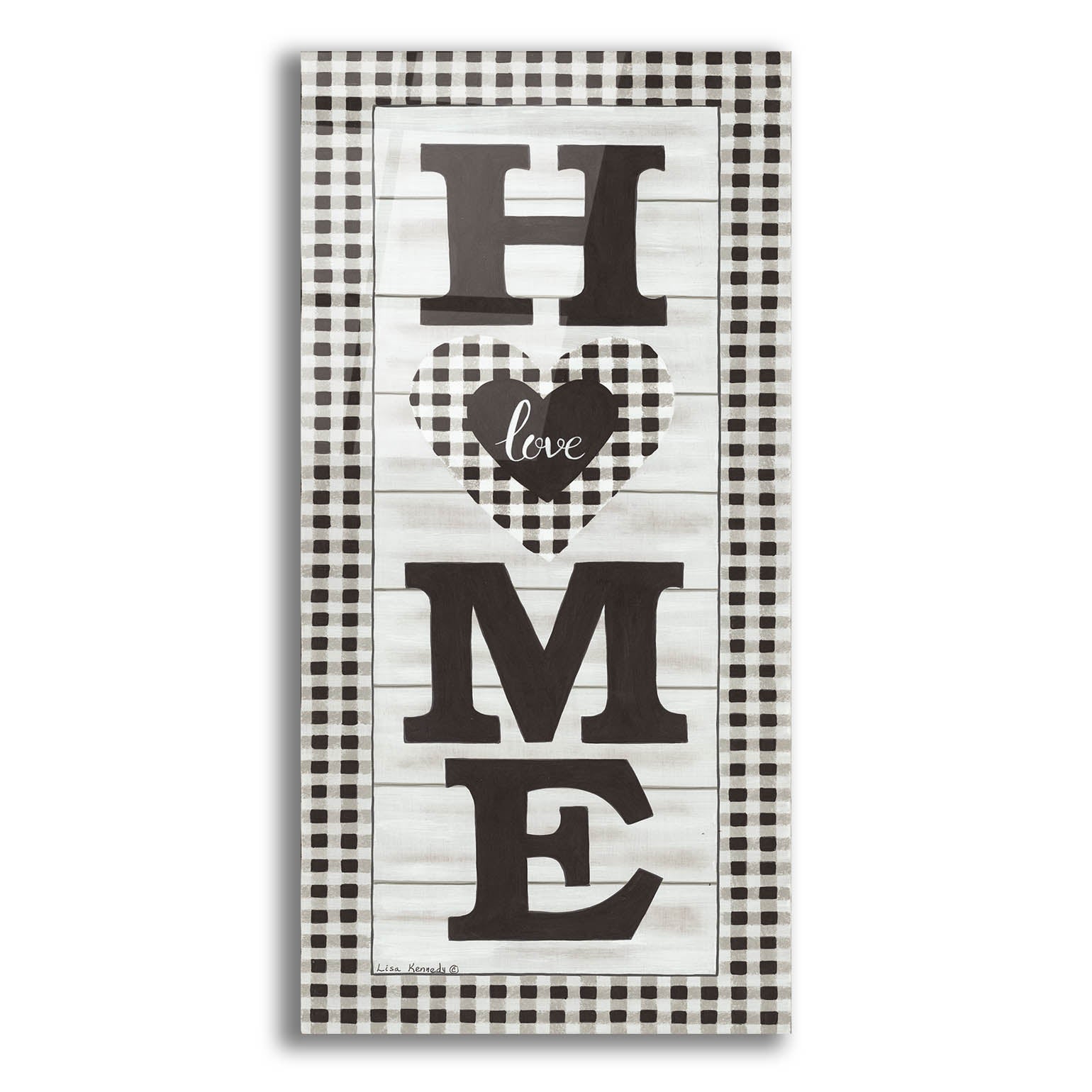 Epic Art 'Black & White Plaid Home' by Lisa Kennedy, Acrylic Glass Wall Art