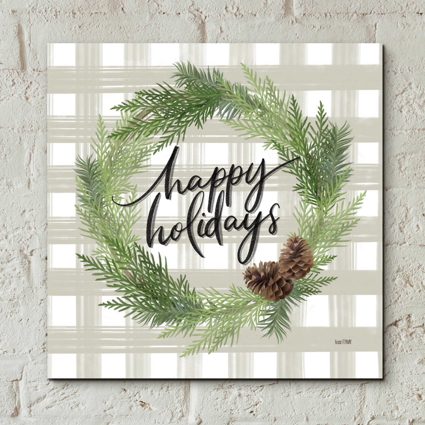 Epic Art 'Farmhouse Christmas Wreath' by House Fenway, Acrylic Glass Wall Art,12x12