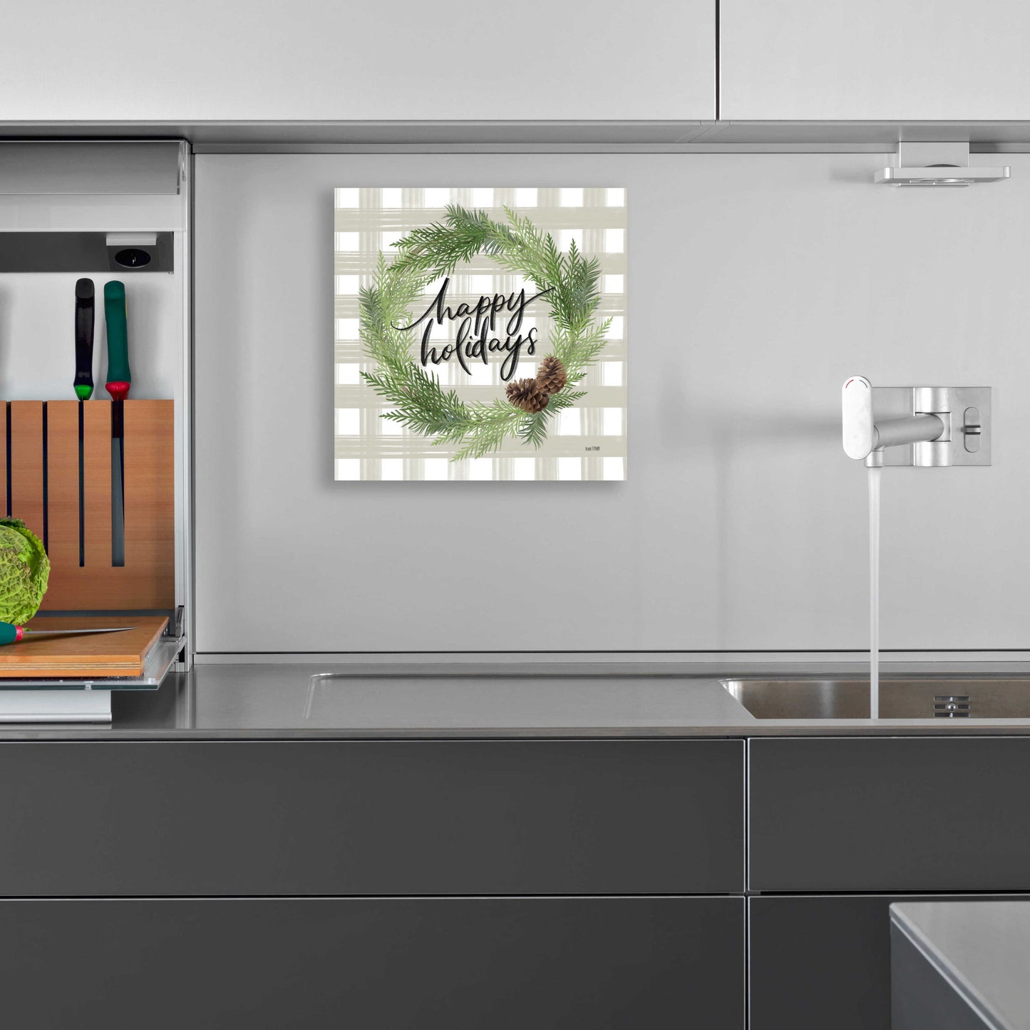 Epic Art 'Farmhouse Christmas Wreath' by House Fenway, Acrylic Glass Wall Art,12x12