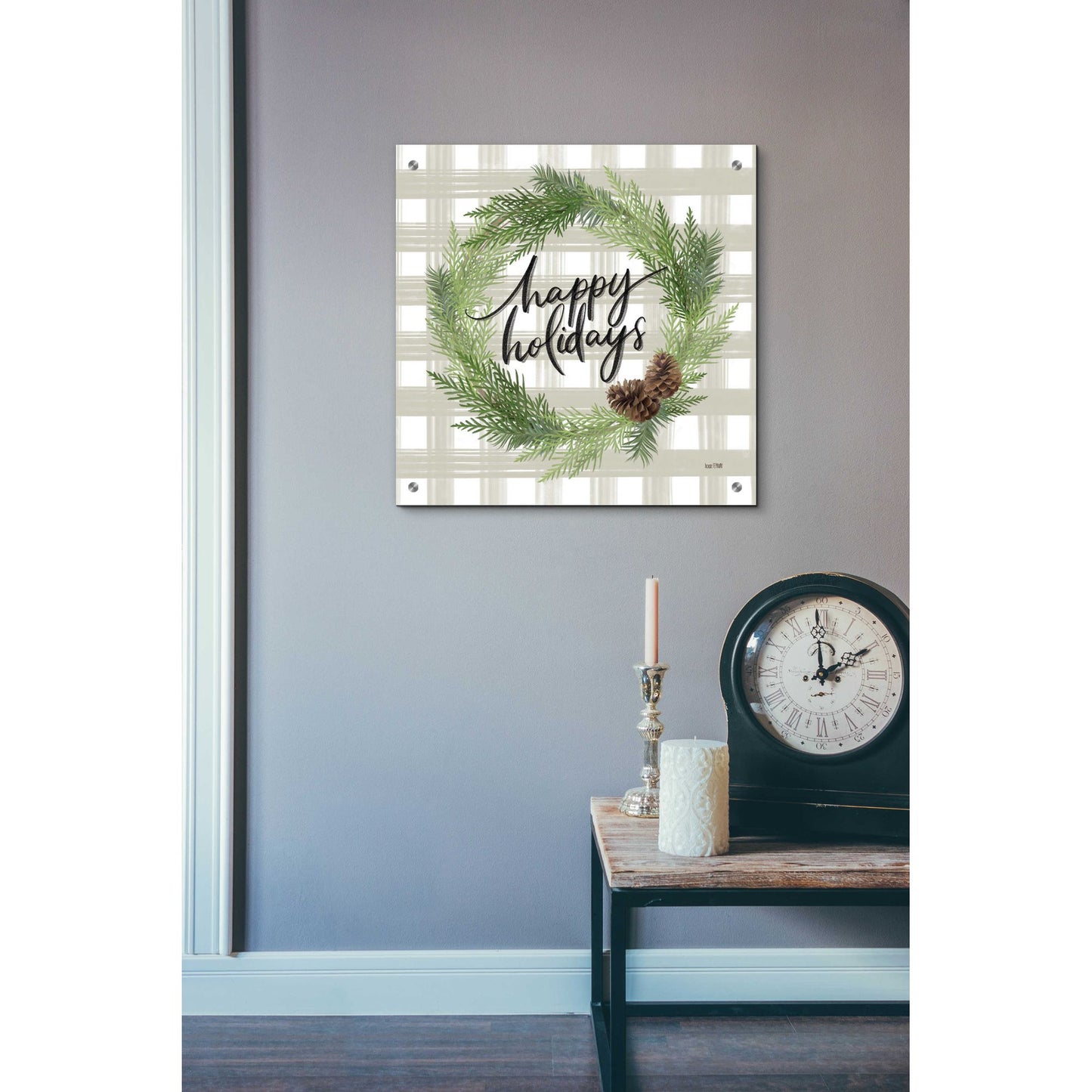 Epic Art 'Farmhouse Christmas Wreath' by House Fenway, Acrylic Glass Wall Art,24x24