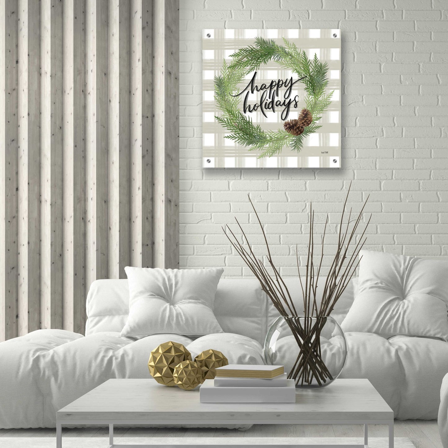 Epic Art 'Farmhouse Christmas Wreath' by House Fenway, Acrylic Glass Wall Art,24x24