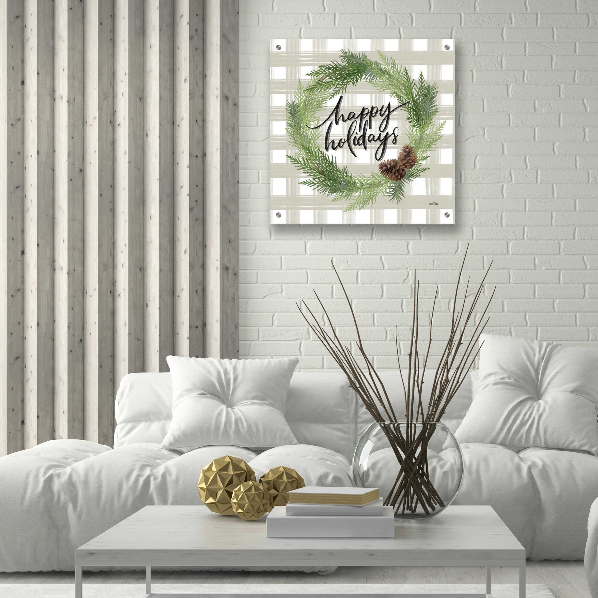 Epic Art 'Farmhouse Christmas Wreath' by House Fenway, Acrylic Glass Wall Art,24x24