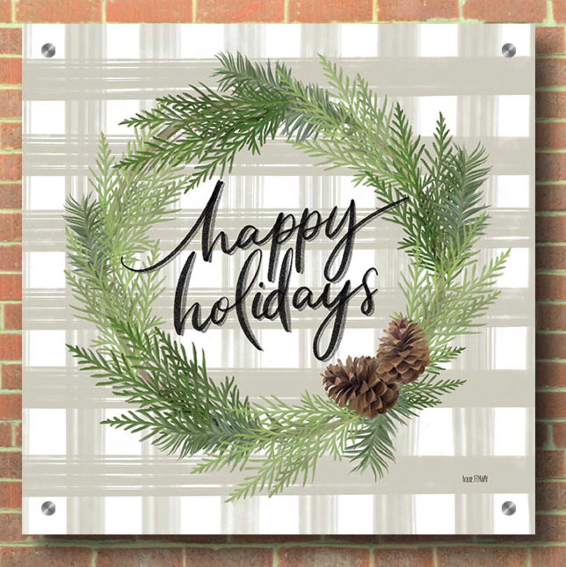 Epic Art 'Farmhouse Christmas Wreath' by House Fenway, Acrylic Glass Wall Art,36x36