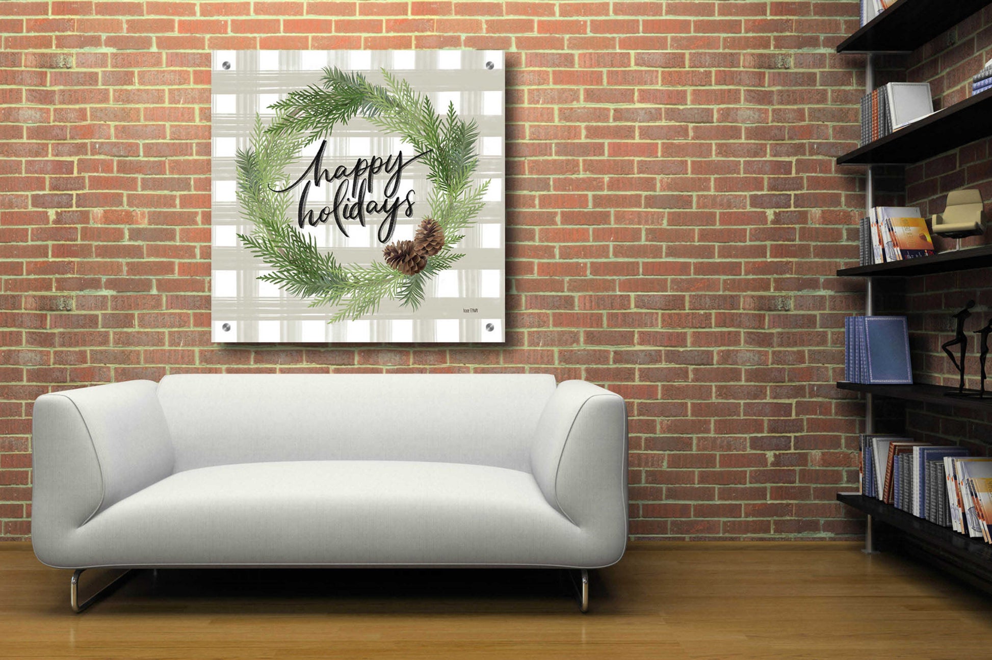 Epic Art 'Farmhouse Christmas Wreath' by House Fenway, Acrylic Glass Wall Art,36x36