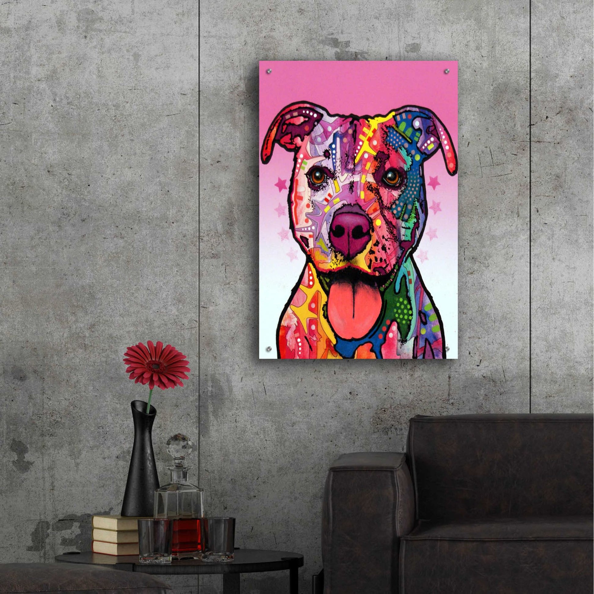 Epic Art 'Cherish The Pitbull' by Dean Russo, Acrylic Glass Wall Art,24x36